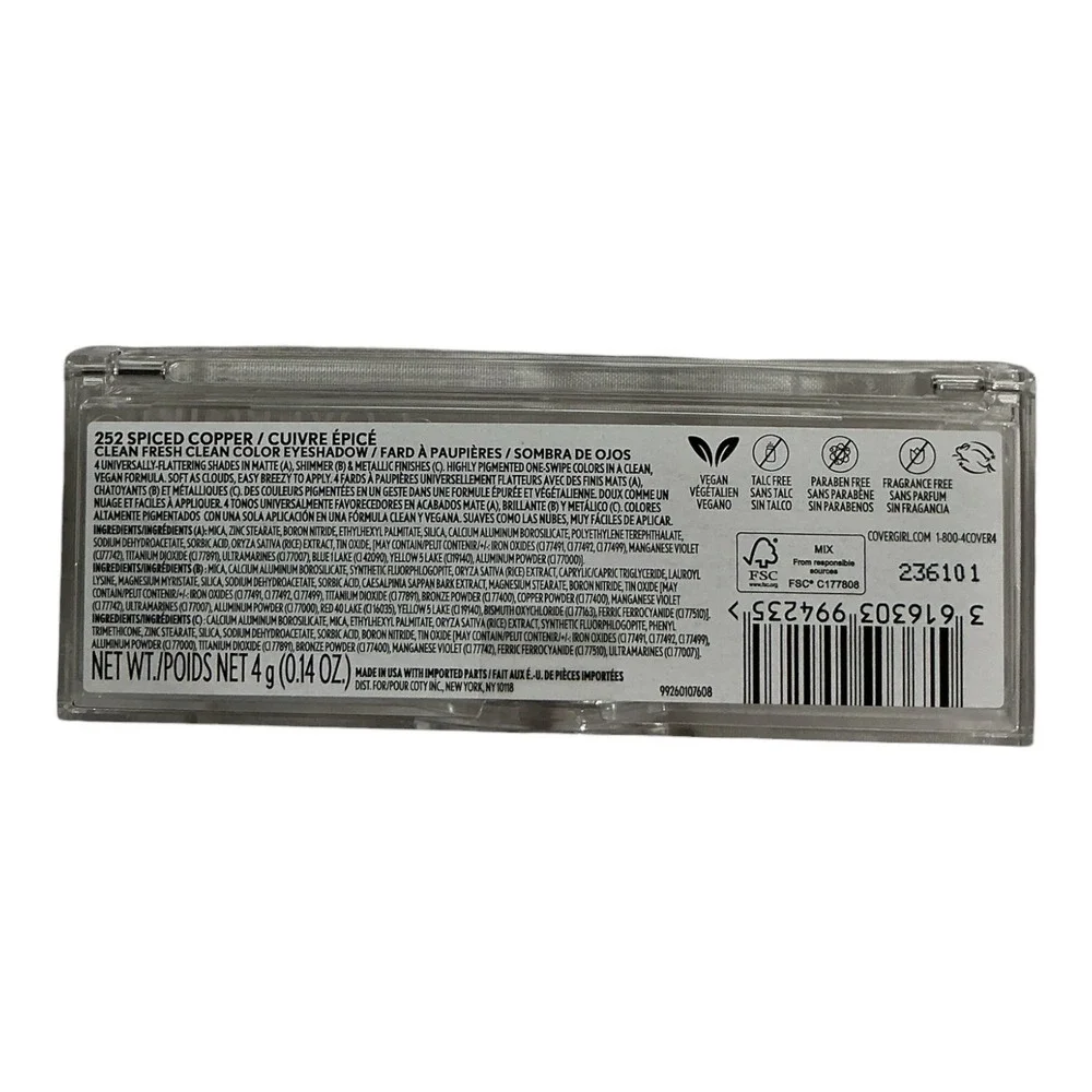 CoverGirl Clean Fresh Eyeshadow Palette 252 Spiced Copper 3 Pack